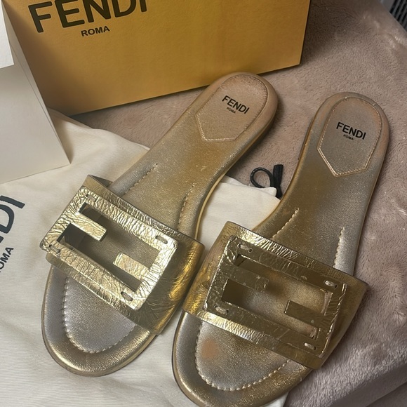 Fendi Gold Sandals/Flats - Picture 2 of 16